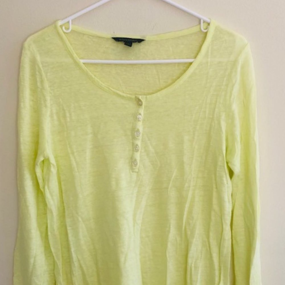 Banana Republic Long Sleeve sheer Yellow T-Shirt